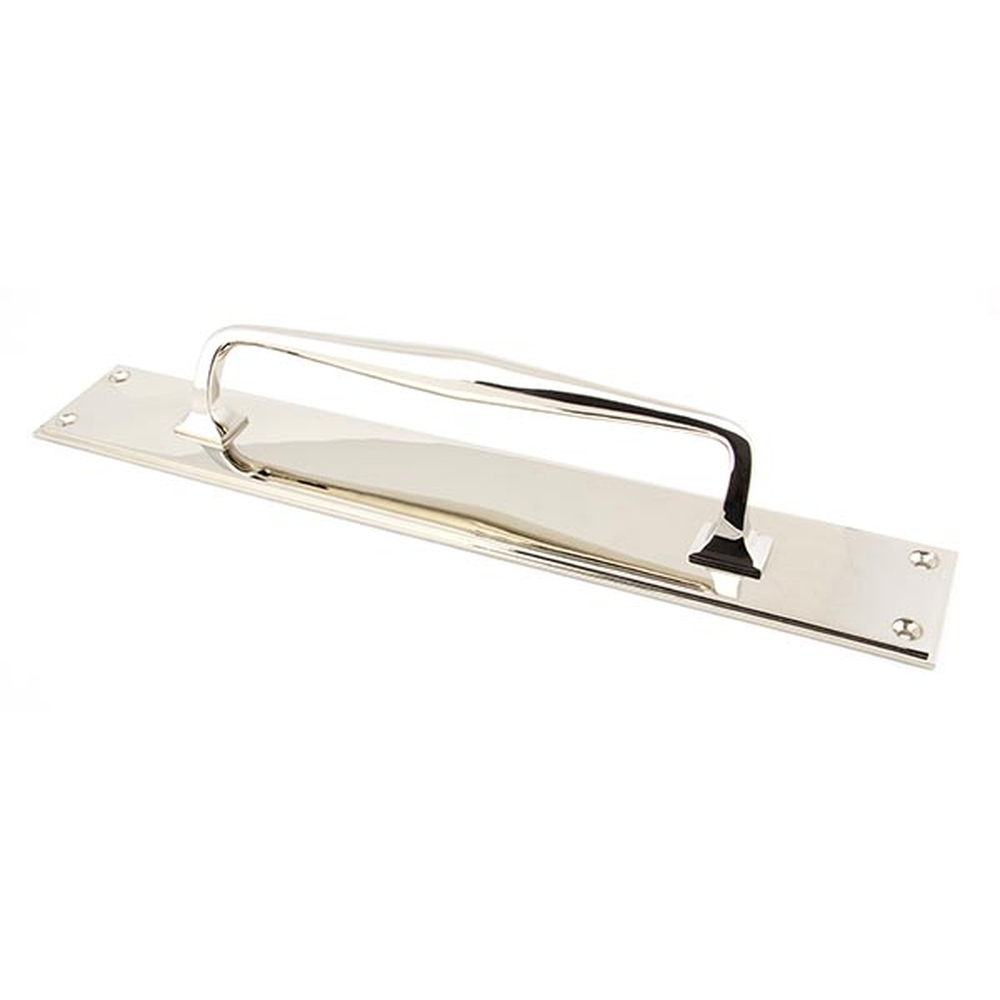 45376  425 x 65mm  Polished Nickel  From The Anvil 425mm Art Deco Pull Handle on Backplate