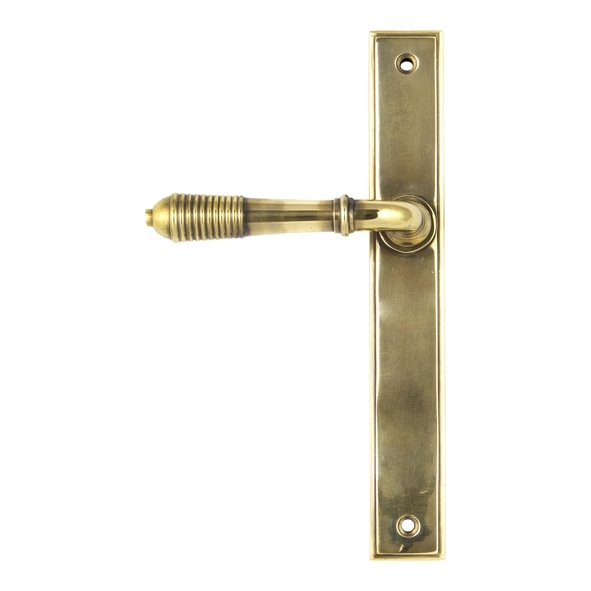 45419 • 244 x 36 x 13mm • Aged Brass • From The Anvil Reeded Slimline Lever Latch Set