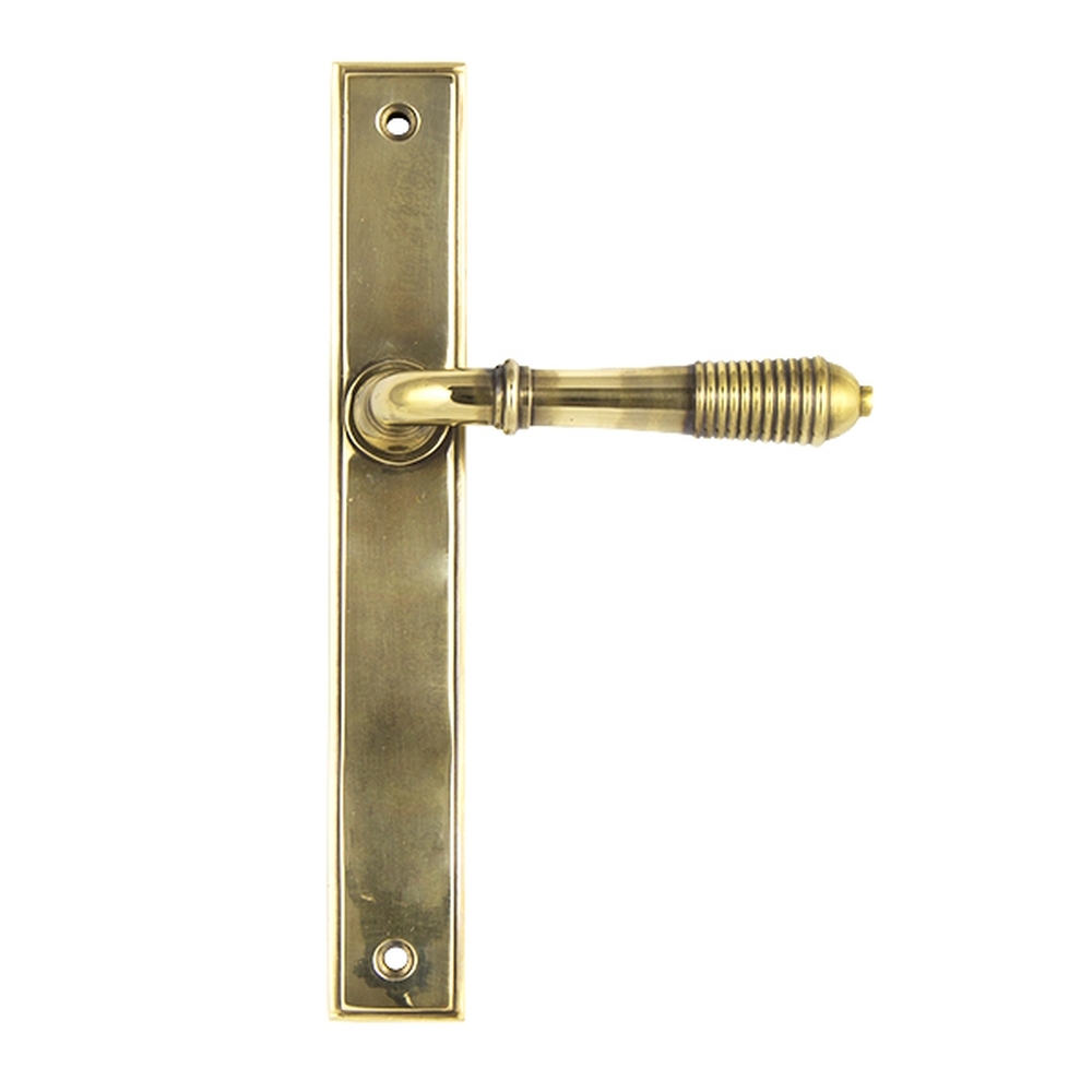 45419  244 x 36 x 13mm  Aged Brass  From The Anvil Reeded Slimline Lever Latch Set