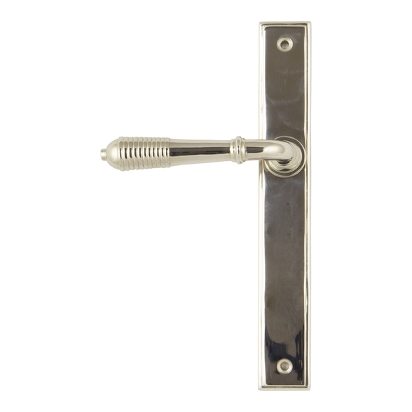 45425 • 244 x 36 x 13mm • Polished Nickel • From The Anvil Reeded Slimline Lever Latch Set