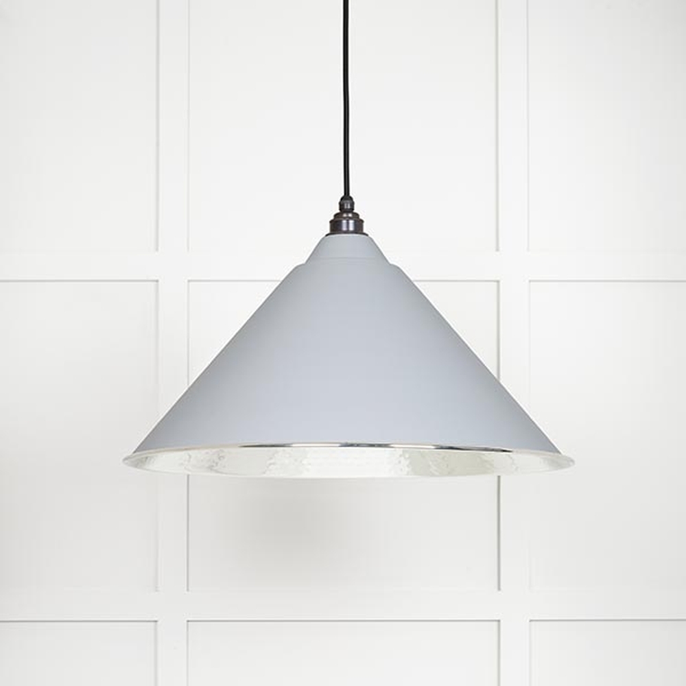 45433BI • 510mm • Hammered Nickel & Birch • From The Anvil Hockley Pendant