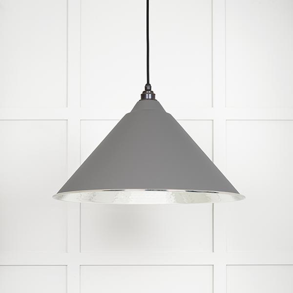 45433BL • 510mm • Hammered Nickel & Bluff • From The Anvil Hockley Pendant