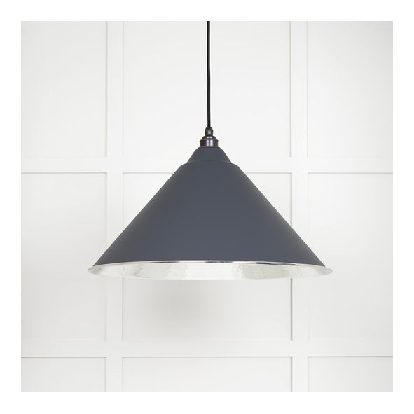 45433SL  510mm  Hammered Nickel & Slate  From The Anvil Hockley Pendant