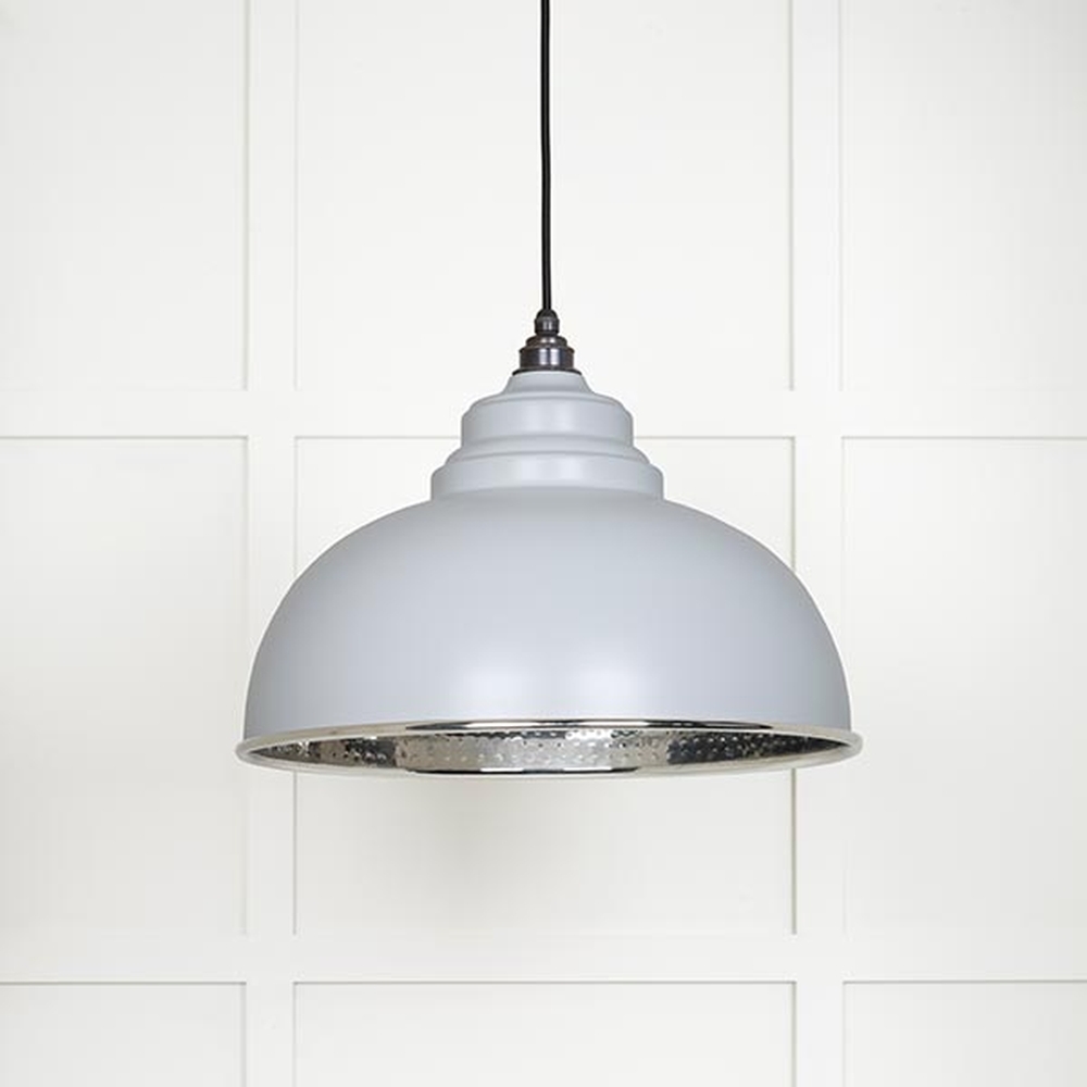 45472BI • 400mm • Hammered Nickel & Birch • From The Anvil Harborne Pendant