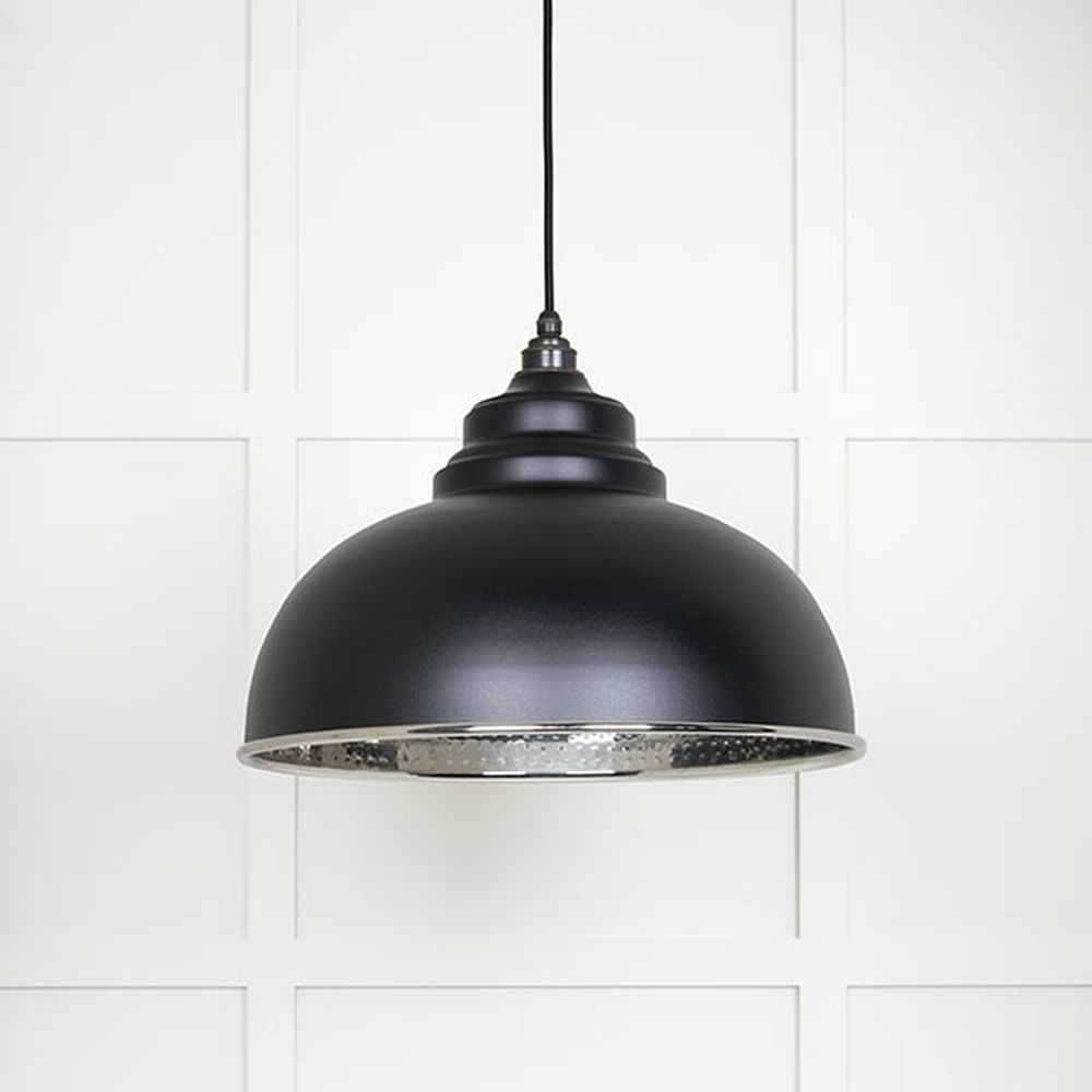 45472EB • 400mm • Hammered Nickel & Elan Black • From The Anvil Harborne Pendant