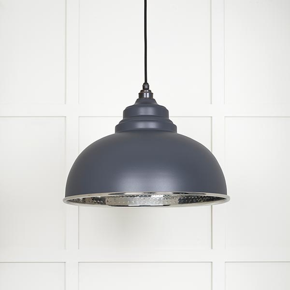 45472SL • 400mm • Hammered Nickel & Slate • From The Anvil Harborne Pendant