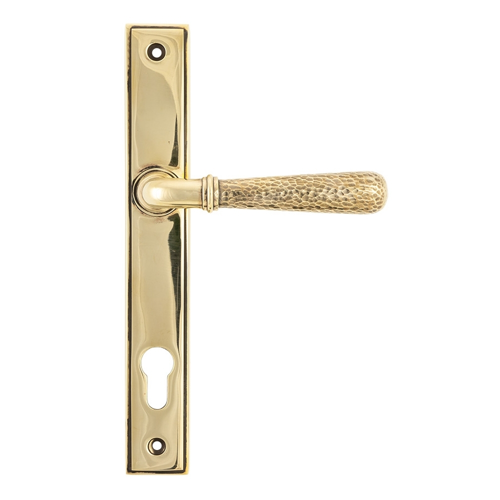 45498  244 x 36 x 13mm  Aged Brass  From The Anvil Hammered Newbury Slimline Espag. Lock Set