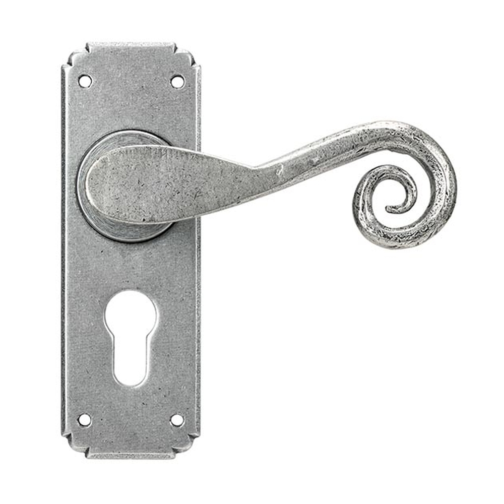 45592  152 x 51 x 5mm  Pewter Patina  From The Anvil Monkeytail Lever Euro Lock Set