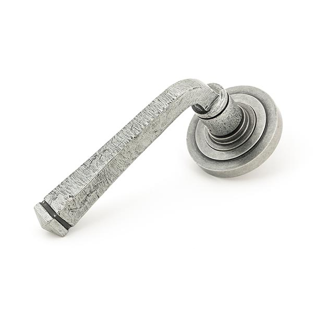 45632 • 53 x 8mm • Pewter Patina • From The Anvil Avon Round Lever on Rose Set [Art Deco]