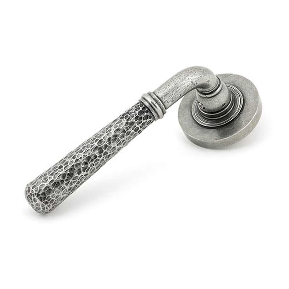 45655 • 53 x 8mm • Pewter Patina • From The Anvil Hammered Newbury Lever on Rose Set [Plain]