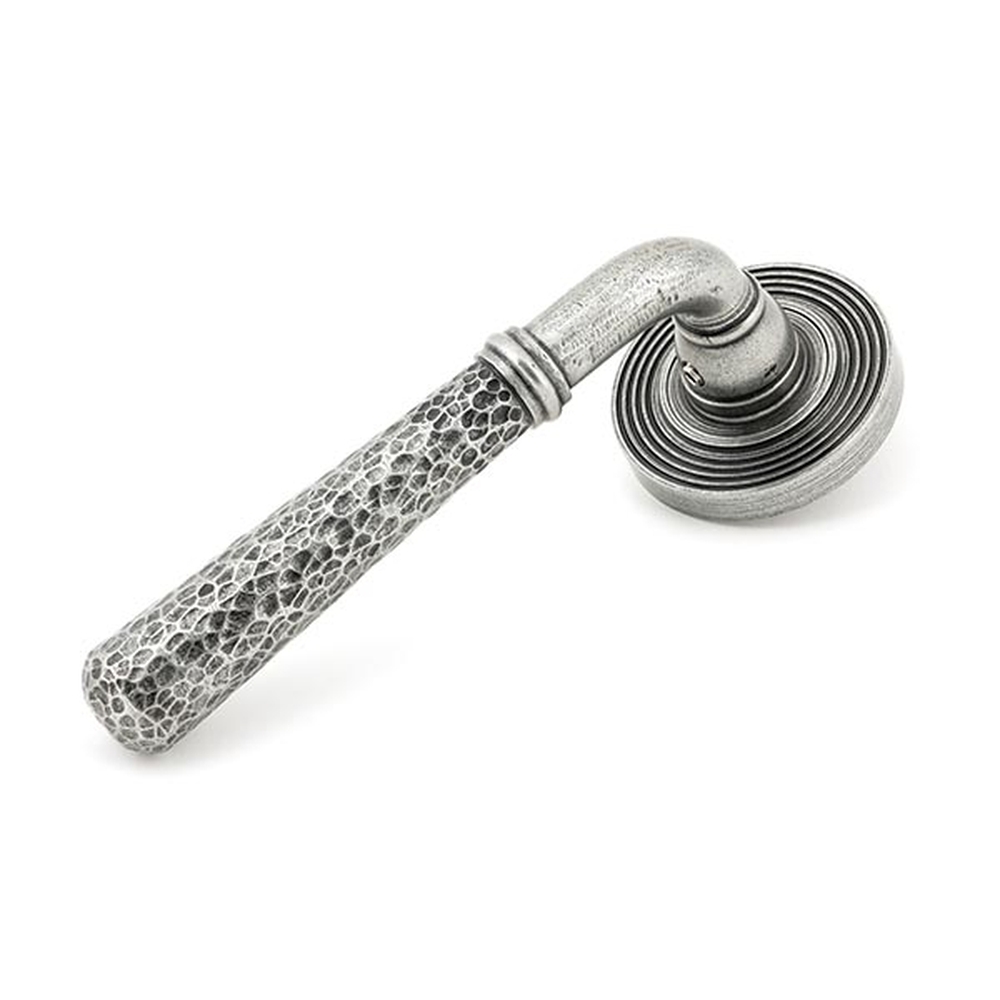 45657 • 53 x 8mm • Pewter Patina • From The Anvil Hammered Newbury Lever on Rose Set [Beehive]