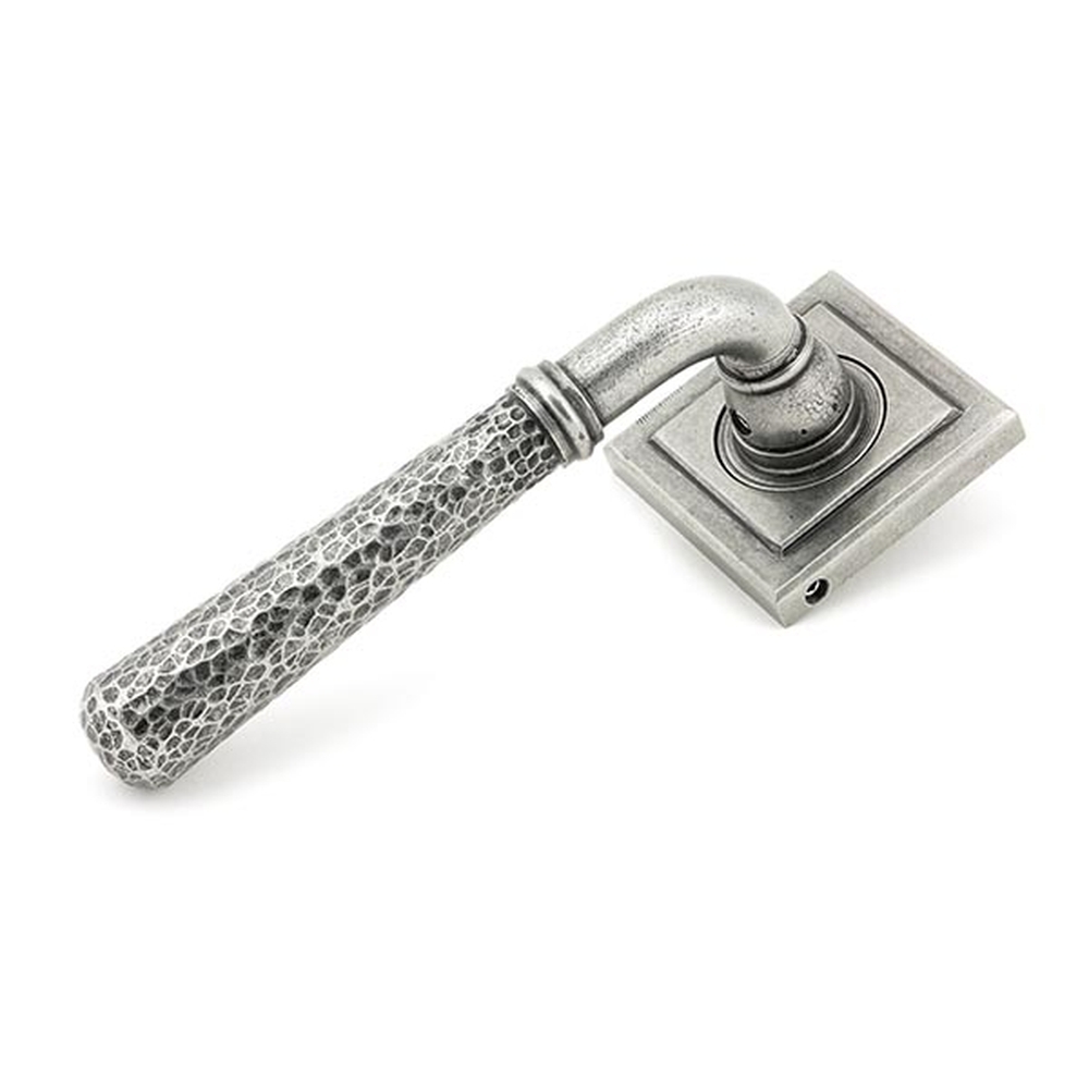 45658 • 53 x 53 x 8mm • Pewter Patina • From The Anvil Hammered Newbury Lever on Rose Set [Square]