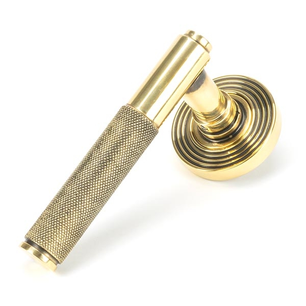 45661 • 53 x 8mm • Aged Brass • From The Anvil Brompton Lever on Rose Set [Beehive]