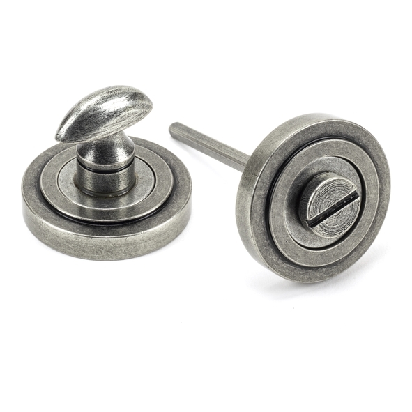 45752  53 x 8mm  Pewter Patina  From The Anvil Round Thumbturn Set [Art Deco]