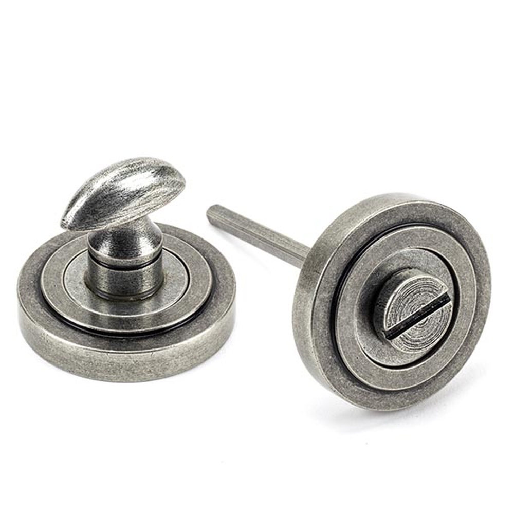 45752  53 x 8mm  Pewter Patina  From The Anvil Round Thumbturn Set [Art Deco]