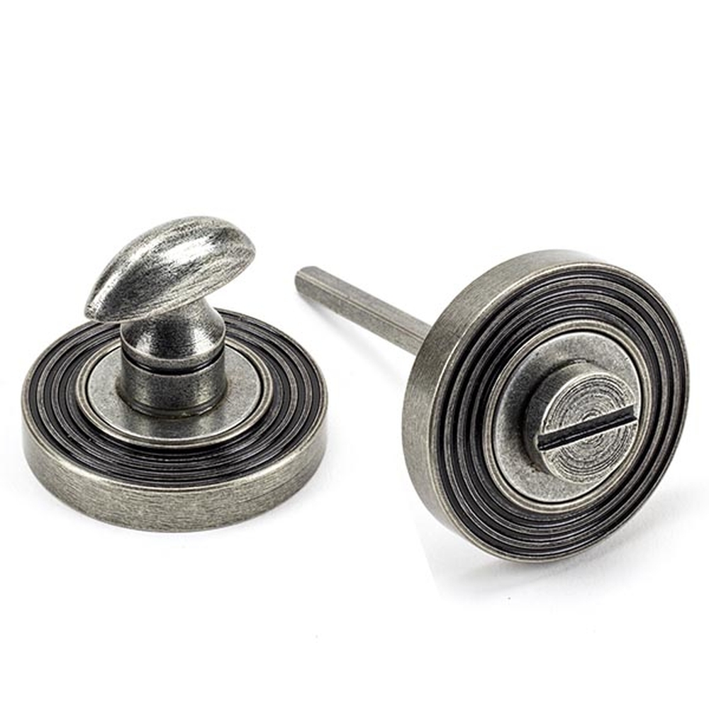 45753  53 x 8mm  Pewter Patina  From The Anvil Round Thumbturn Set [Beehive]