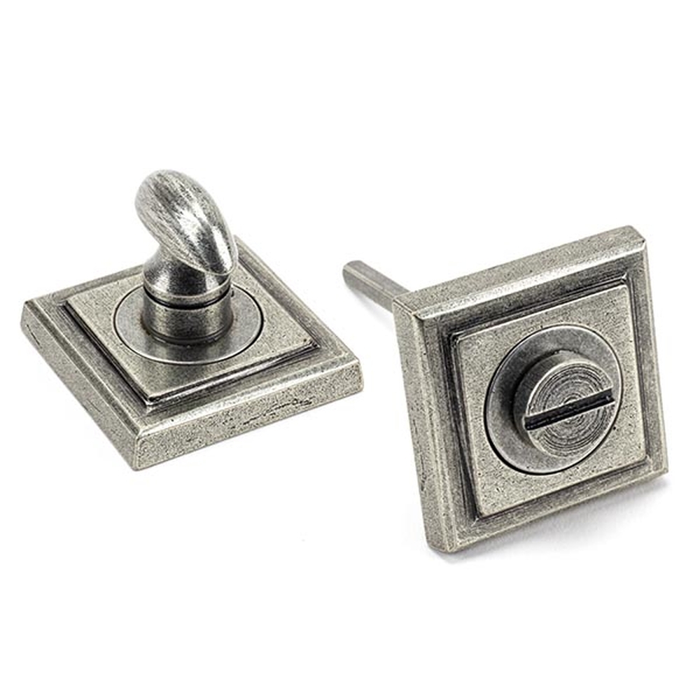 45754  53 x 53 x 8mm  Pewter Patina  From The Anvil Round Thumbturn Set [Square]