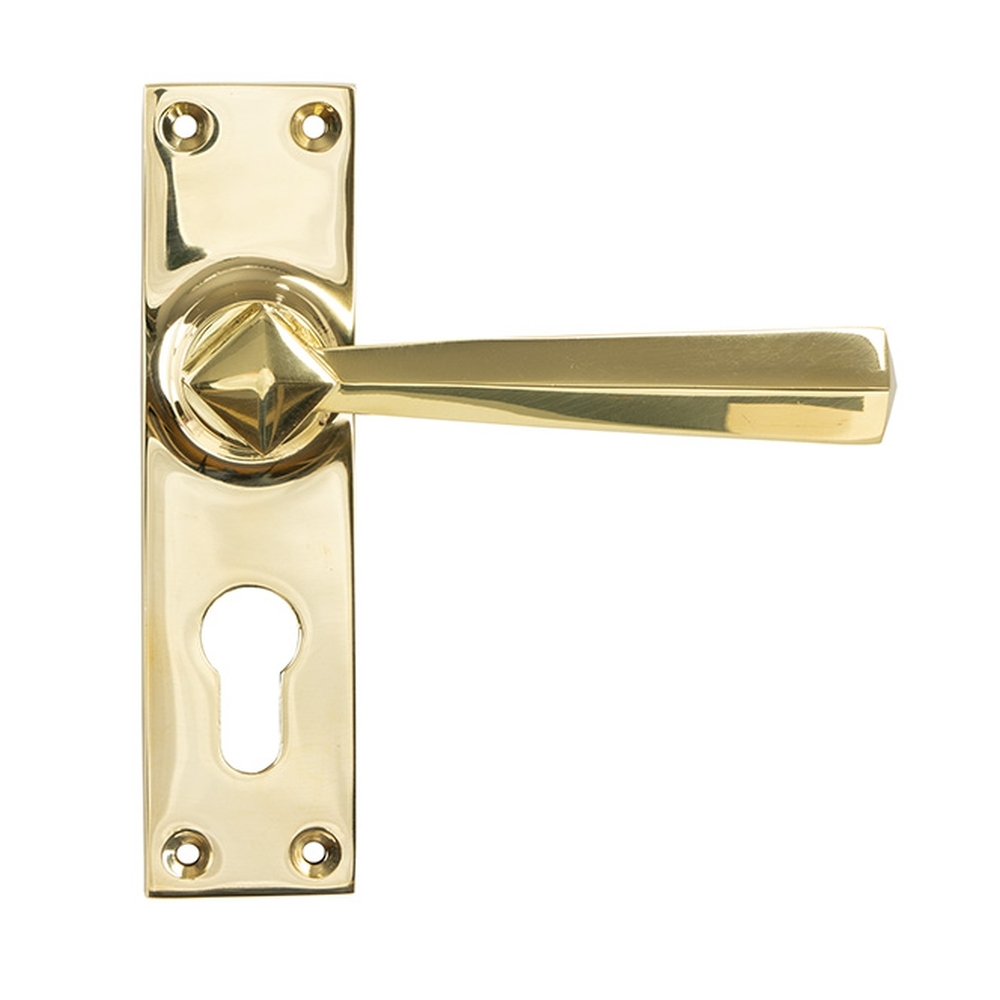 45761  148 x 39 x 8mm  Polished Brass  From The Anvil Straight Lever Euro Lock Set