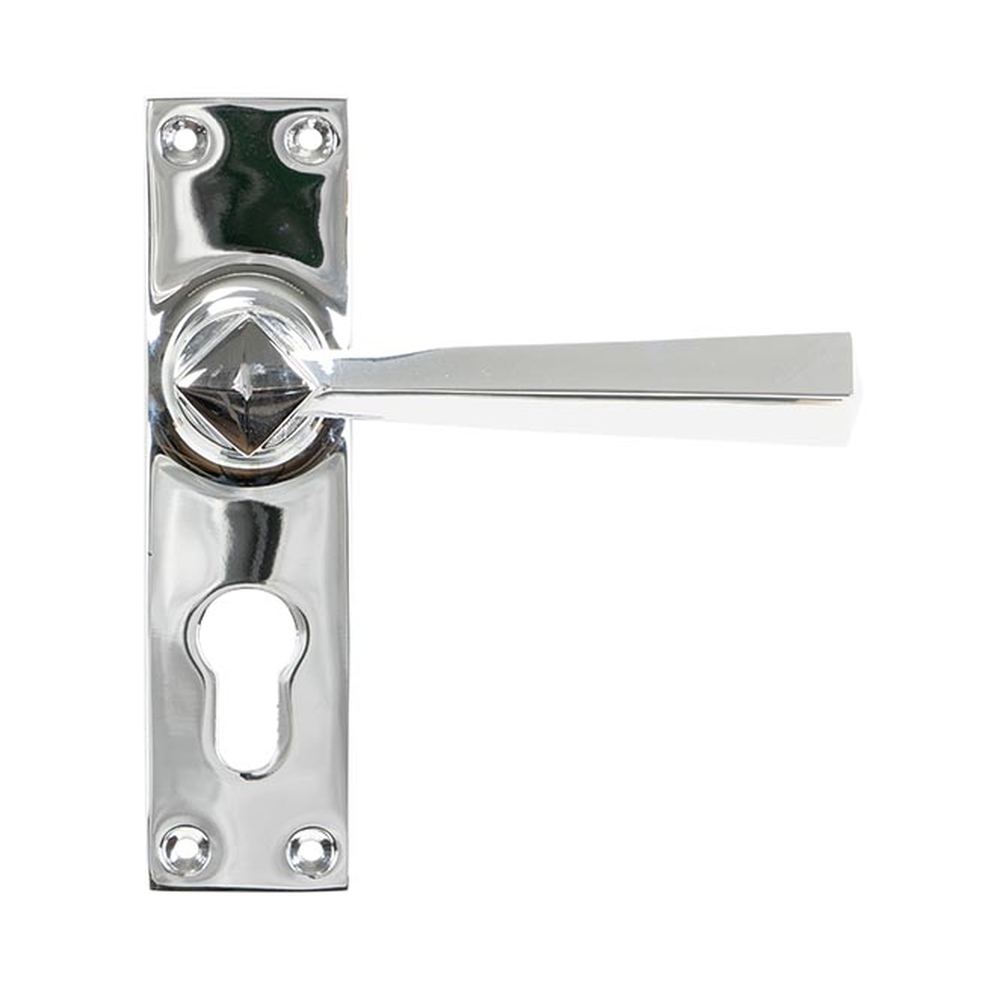 45762  148 x 39 x 8mm  Polished Chrome  From The Anvil Straight Lever Euro Lock Set