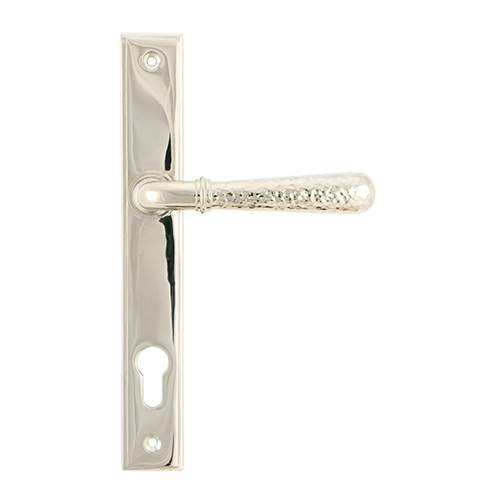 45771  244 x 36 x 13mm  Polished Nickel  From The Anvil Hammered Newbury Slimline Espag. Lock Set