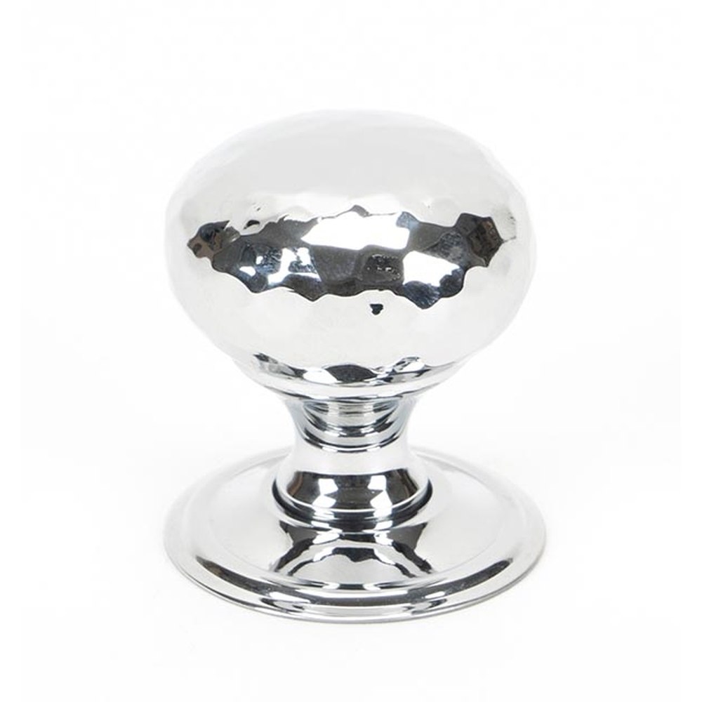 46023  32mm  Polished Chrome  From The Anvil Hammered Mushroom Cabinet Knob