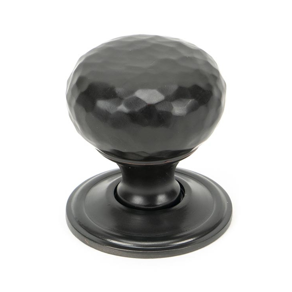 46024  32mm  Aged Bronze  From The Anvil Hammered Mushroom Cabinet Knob