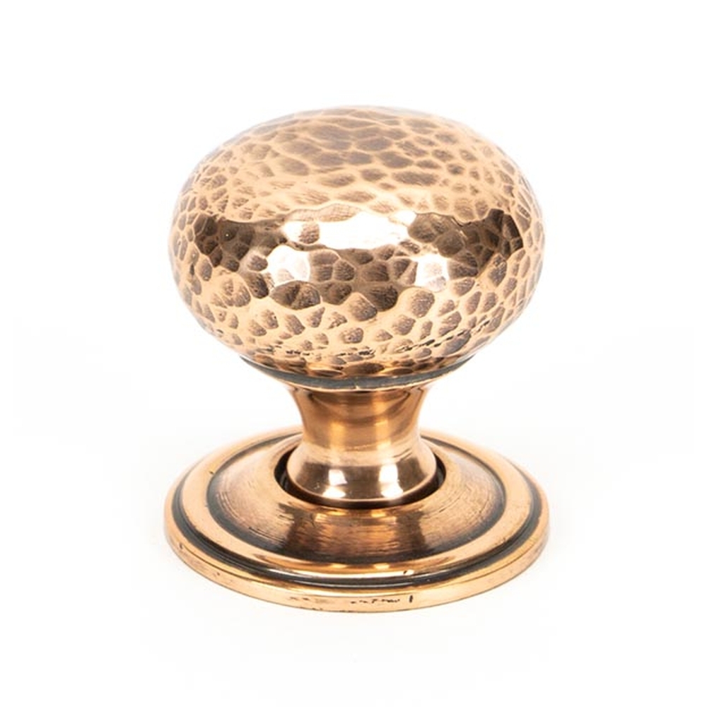 46025  32mm  Polished Bronze  From The Anvil Hammered Mushroom Cabinet Knob