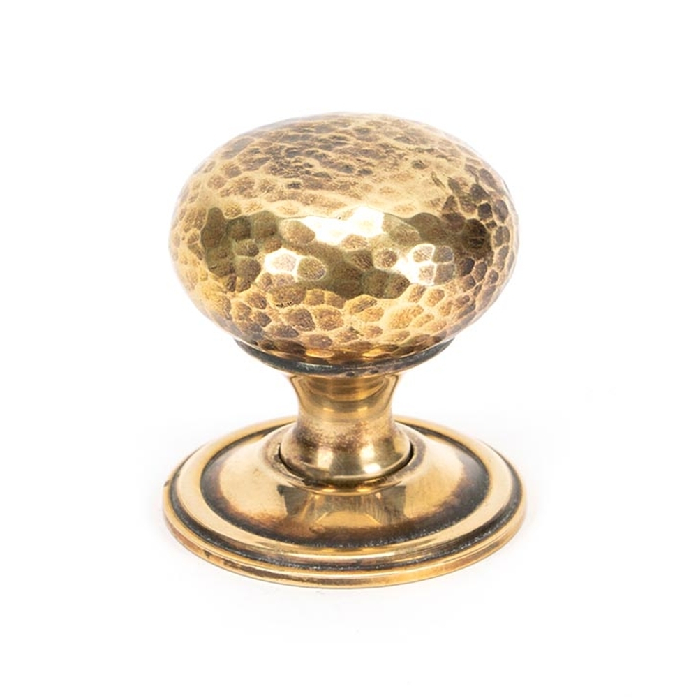 46026  38mm  Aged Brass  From The Anvil Hammered Mushroom Cabinet Knob