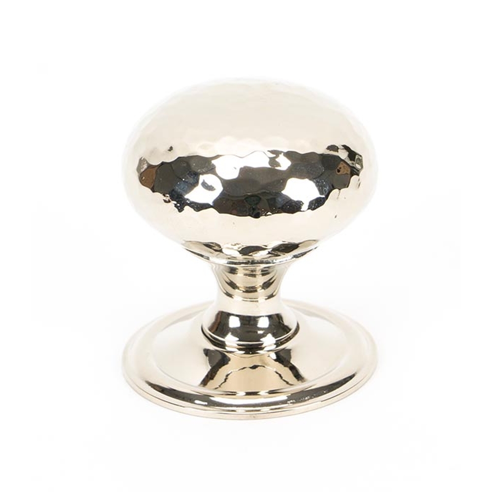 46027 • 38mm • Polished Nickel • From The Anvil Hammered Mushroom Cabinet Knob