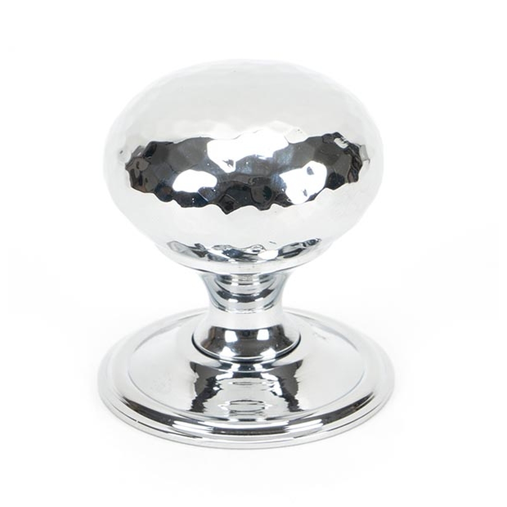 46028  38mm  Polished Chrome  From The Anvil Hammered Mushroom Cabinet Knob