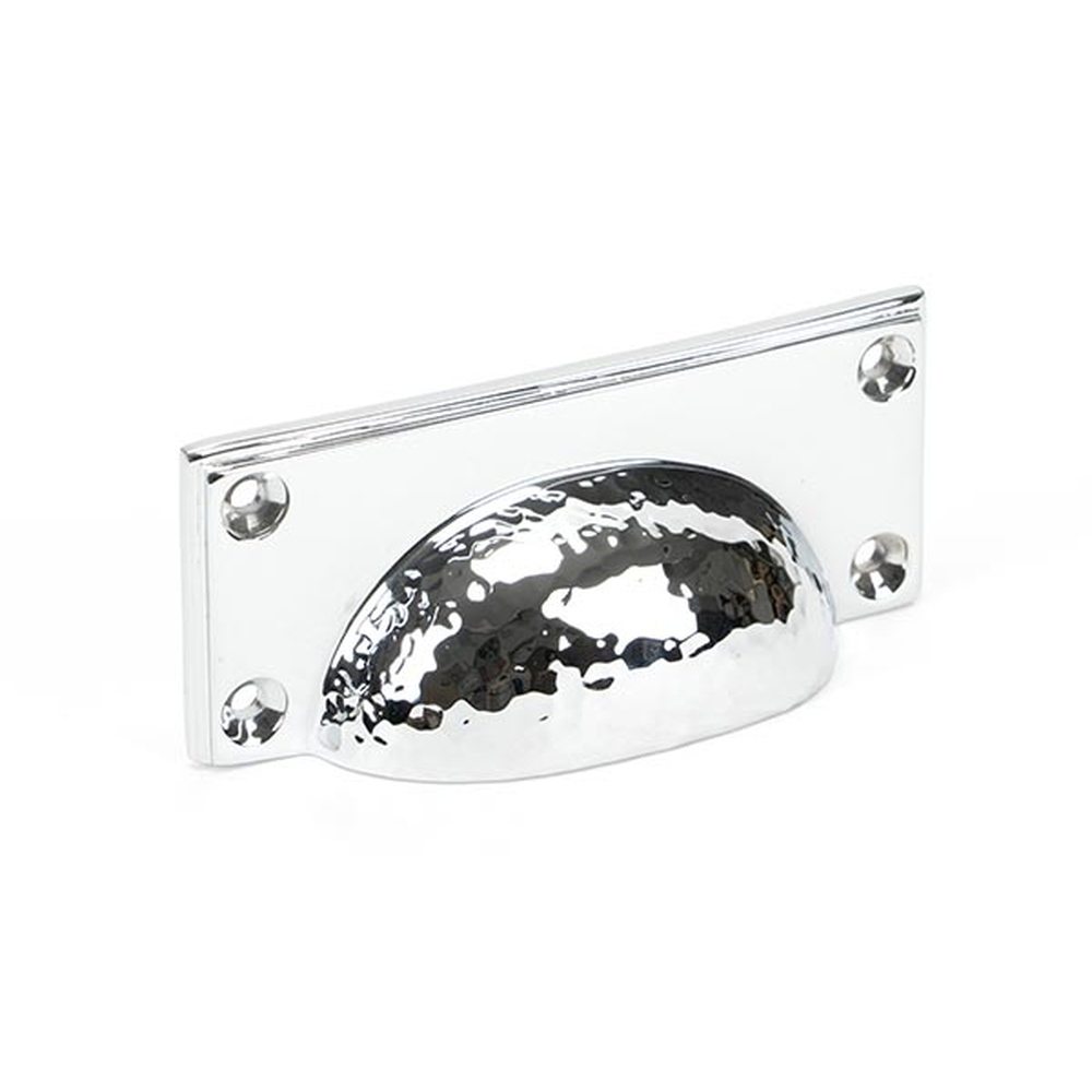 46038  100 x 42mm  Polished Chrome  From The Anvil Hammered Art Deco Drawer Pull