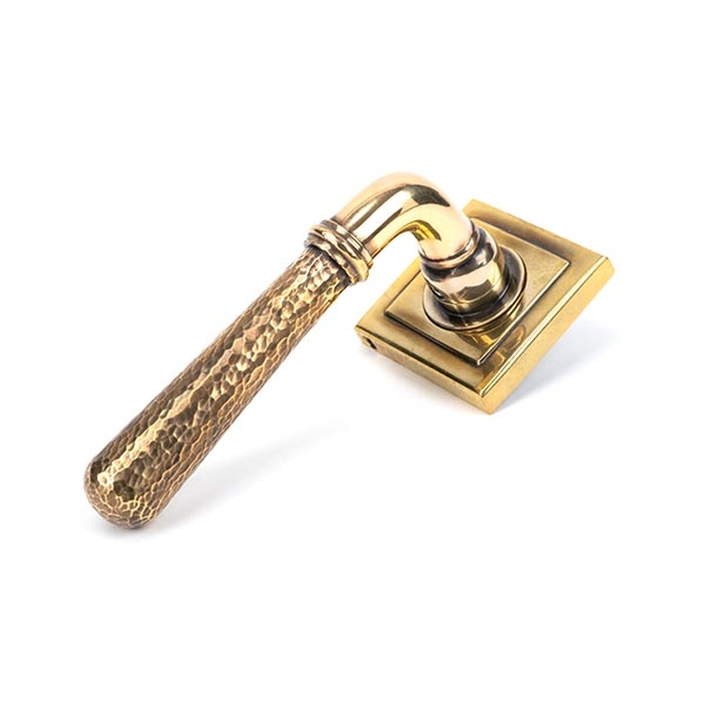 46072 • 53 x 53 x 8mm • Aged Brass • From The Anvil Hammered Newbury Lever on Rose [Square]