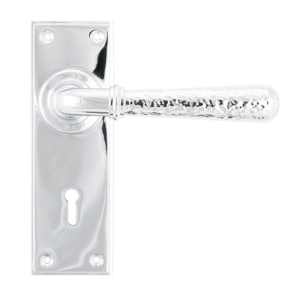 46213  152 x 50 x 8mm  Polished Chrome  From The Anvil Hammered Newbury Lever Lock Set