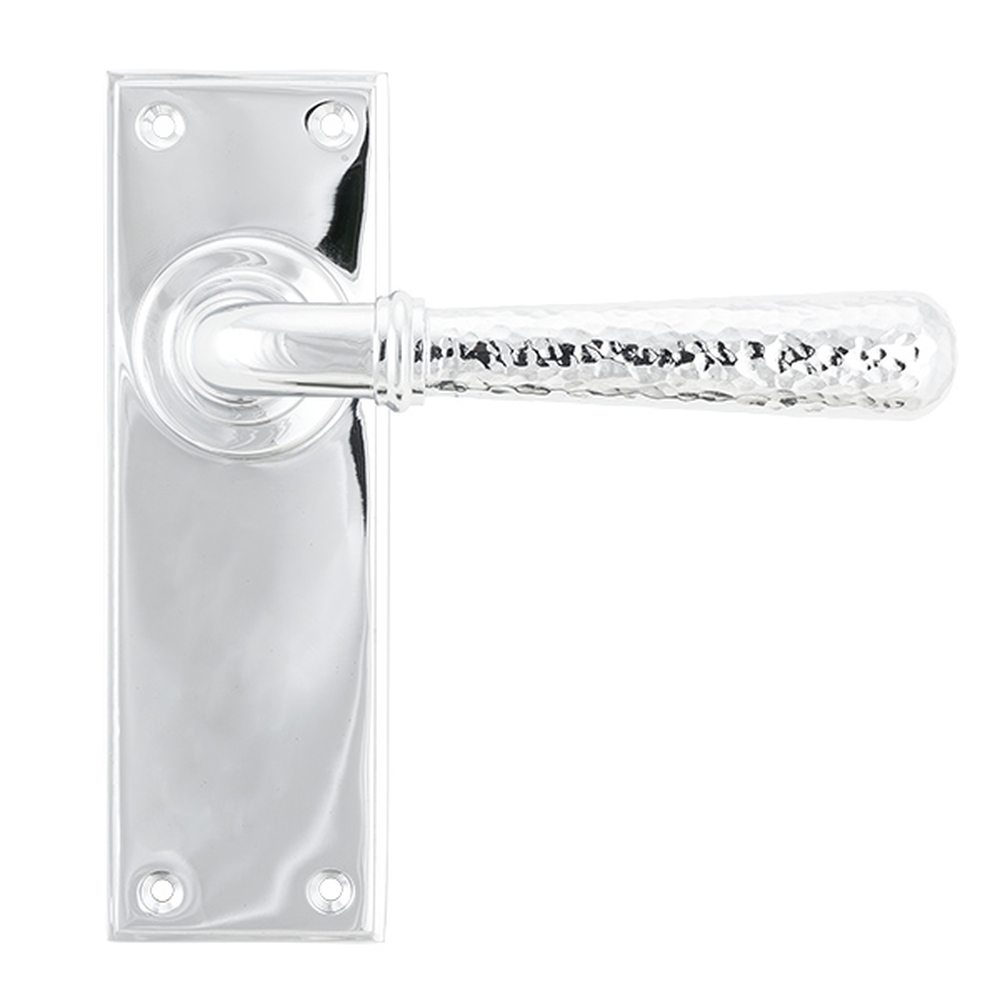 46214  152 x 50 x 8mm  Polished Chrome  From The Anvil Hammered Newbury Lever Latch Set