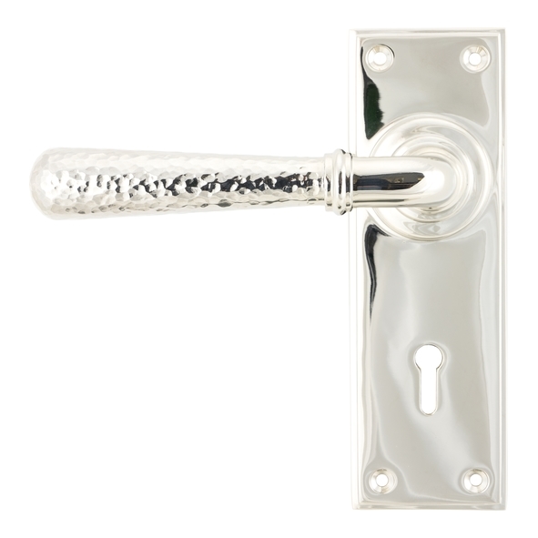 46217 • 152 x 50 x 8mm • Polished Nickel • From The Anvil Hammered Newbury Lever Lock Set