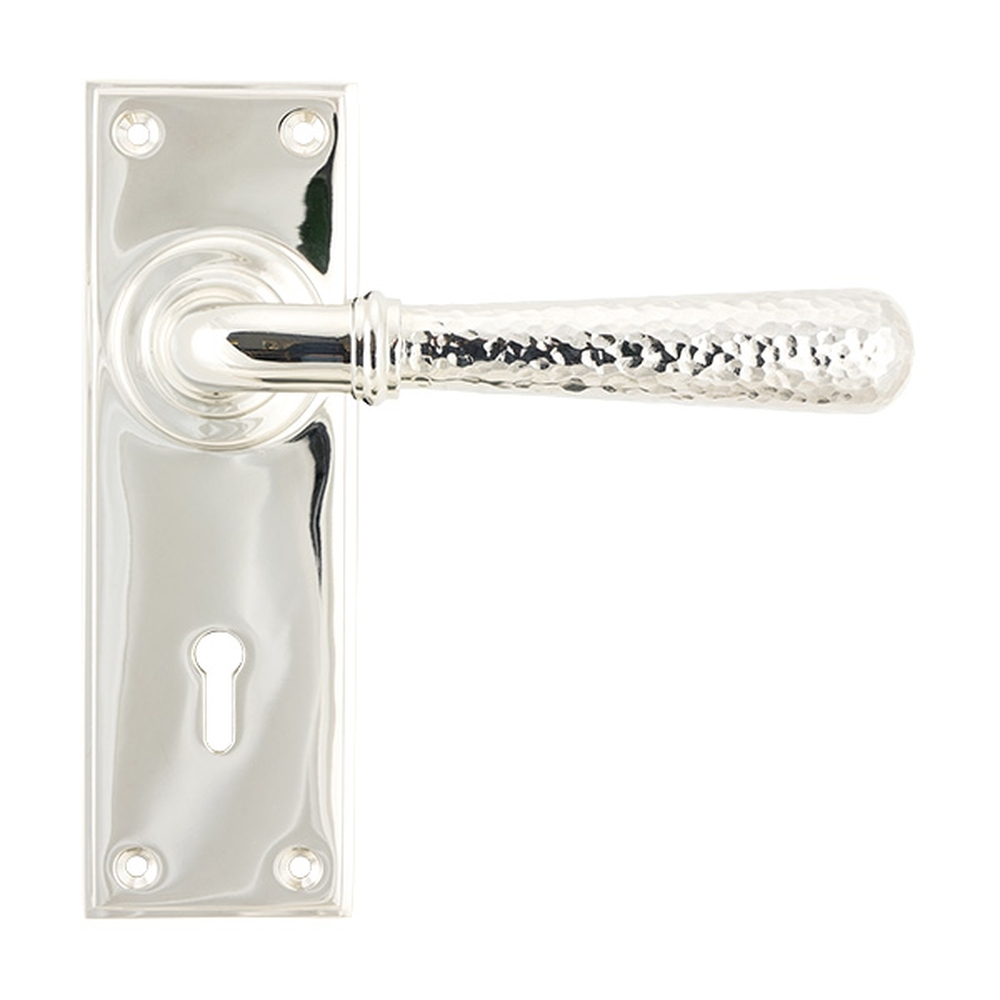 46217  152 x 50 x 8mm  Polished Nickel  From The Anvil Hammered Newbury Lever Lock Set