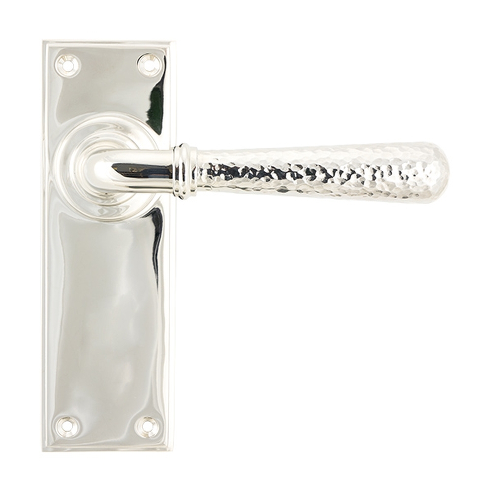 46218  152 x 50 x 8mm  Polished Nickel  From The Anvil Hammered Newbury Lever Latch Set