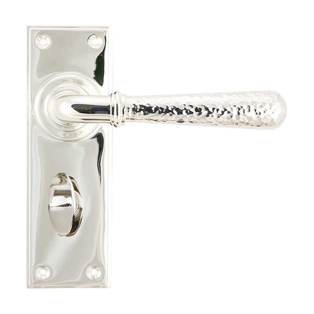 46219  152 x 50 x 8mm  Polished Nickel  From The Anvil Hammered Newbury Lever Bathroom Set