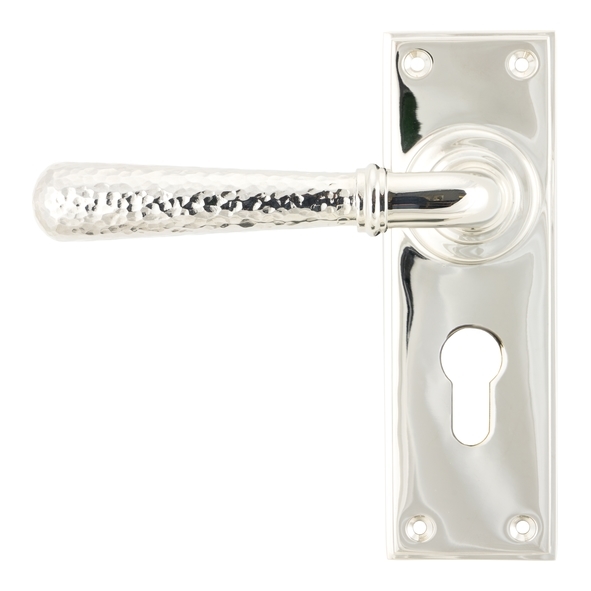 46220 • 152 x 50 x 8mm • Polished Nickel • From The Anvil Hammered Newbury Lever Euro Set