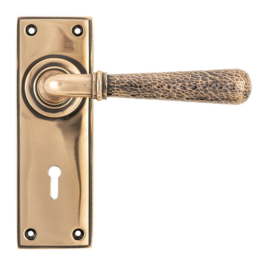 46225  152 x 50 x 8mm  Polished Bronze  From The Anvil Hammered Newbury Lever Lock Set