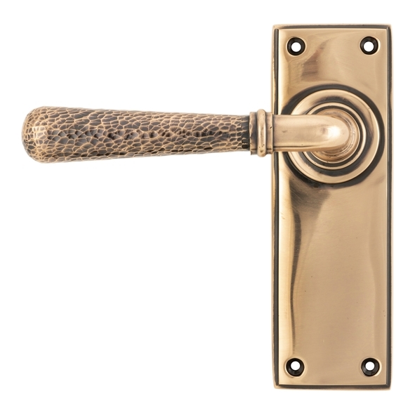 46226 • 152 x 50 x 8mm • Polished Bronze • From The Anvil Hammered Newbury Lever Latch Set