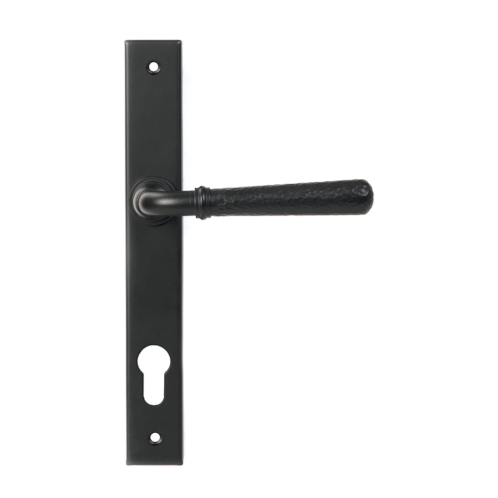 46388 • 244 x 32 x 13mm • Matt Black • From The Anvil Hammered Newbury Slimline Espag. Lock Set