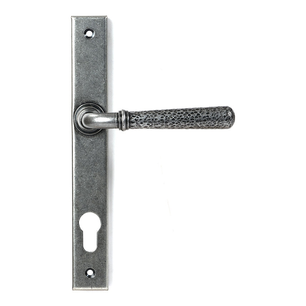 46389 • 244 x 32 x 13mm • Pewter Patina • From The Anvil Hammered Newbury Slimline Espag. Lock Set