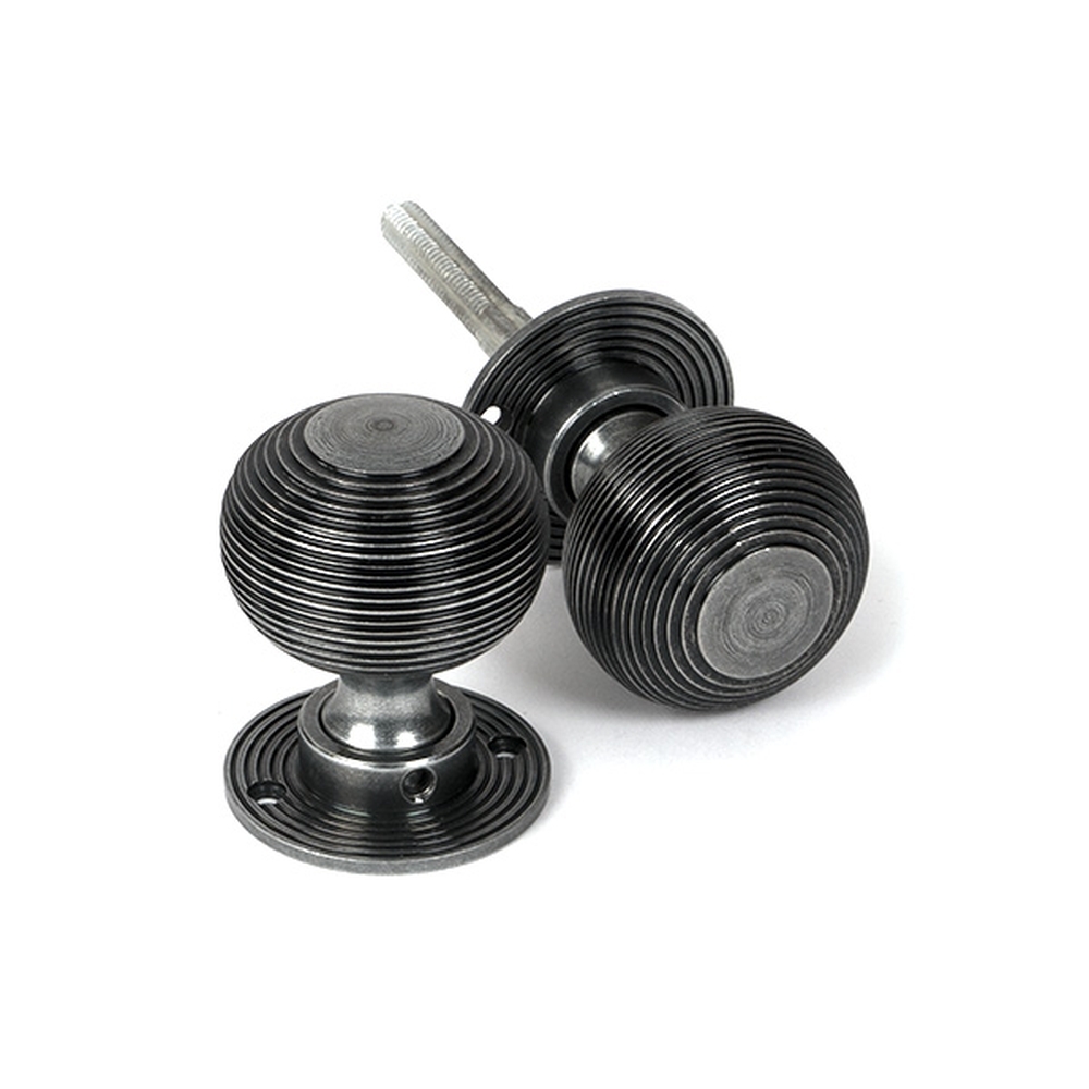 46403 • 50mm • Pewter Patina • From The Anvil Heavy Beehive Mortice / Rim Knob Set