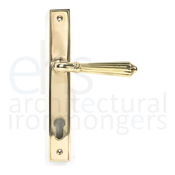 46547 • 244 x 36 x 13mm • Polished Brass • From The Anvil Hinton Slimline Lever Espag. Lock Set
