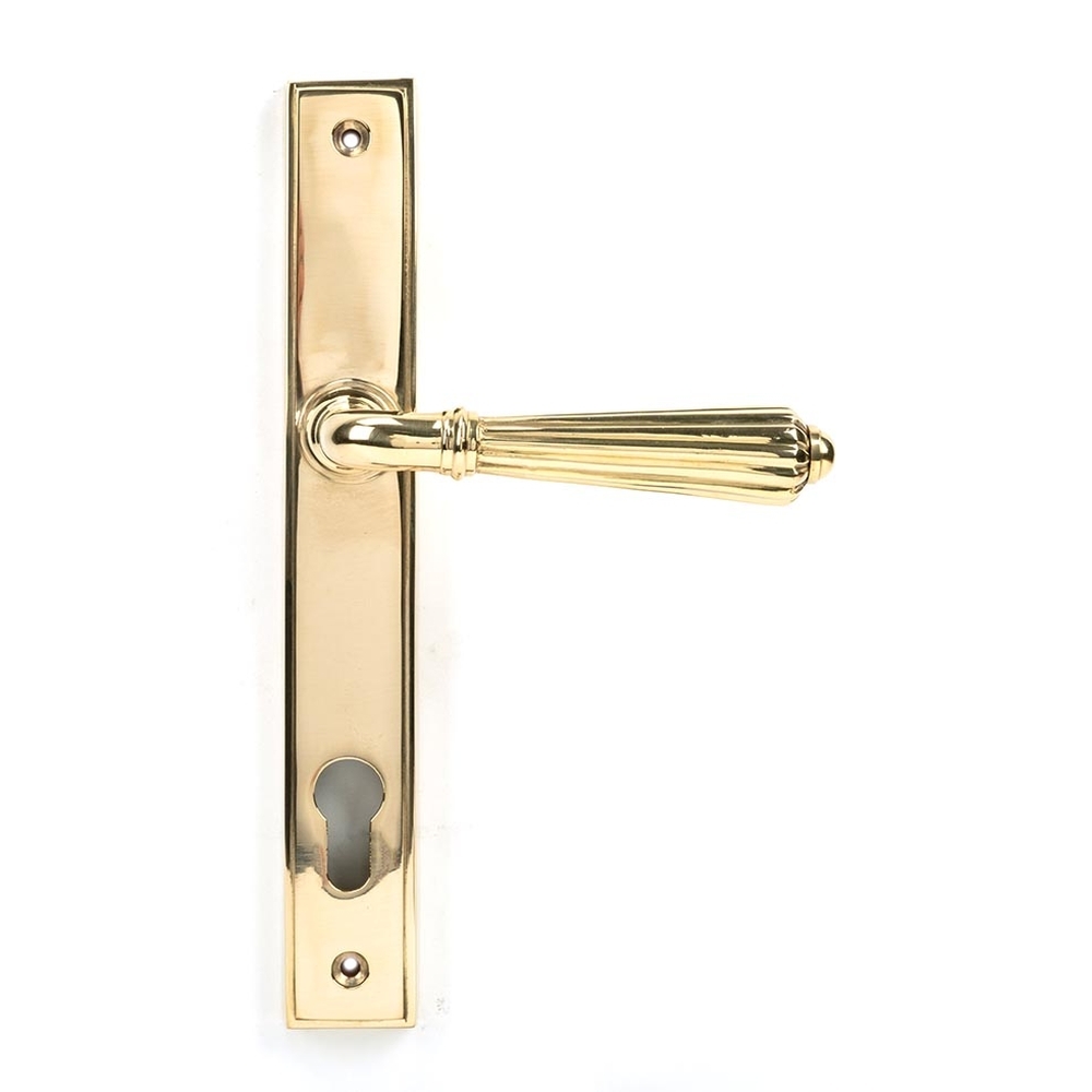 46547  244 x 36 x 13mm  Polished Brass  From The Anvil Hinton Slimline Lever Espag. Lock Set