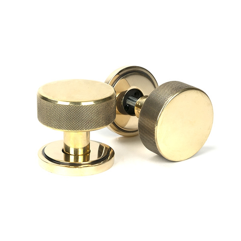 46775 • 63mm • Aged Brass • From The Anvil Brompton Mortice Knobs On Art Deco Roses