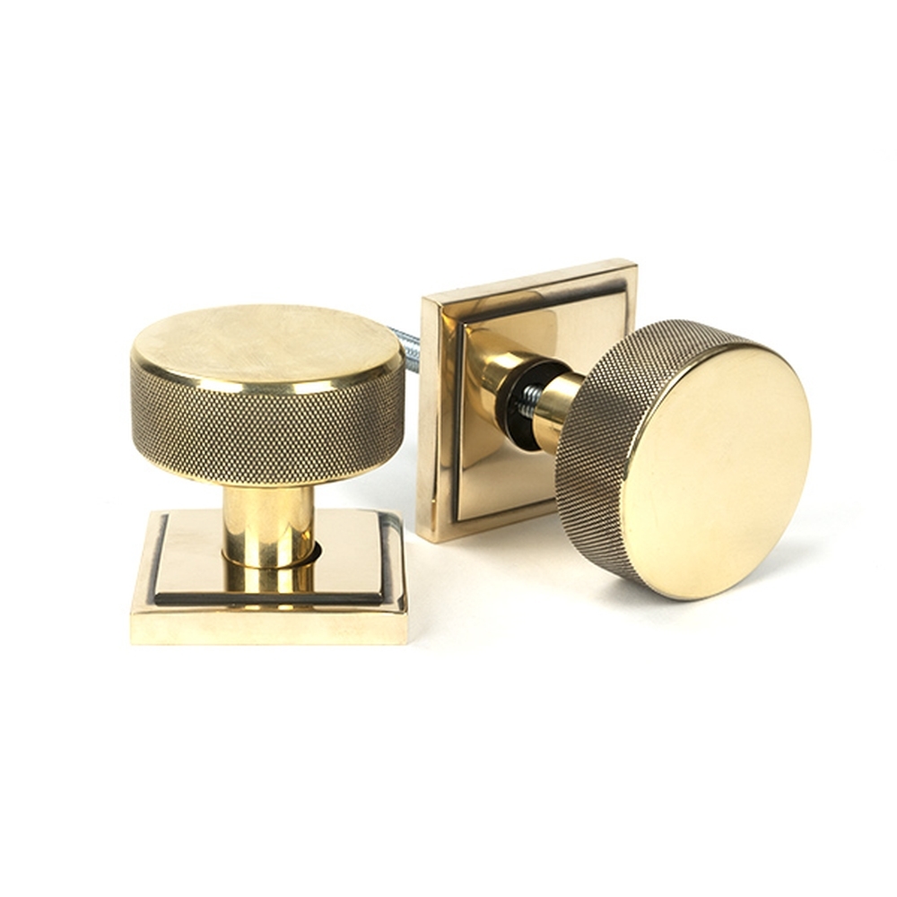 46777 • 63mm • Aged Brass • From The Anvil Brompton Mortice Knobs On Square Roses