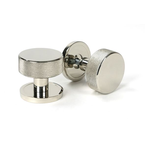 46782  63mm  Polished Nickel  From The Anvil Brompton Mortice Knobs On Plain Roses