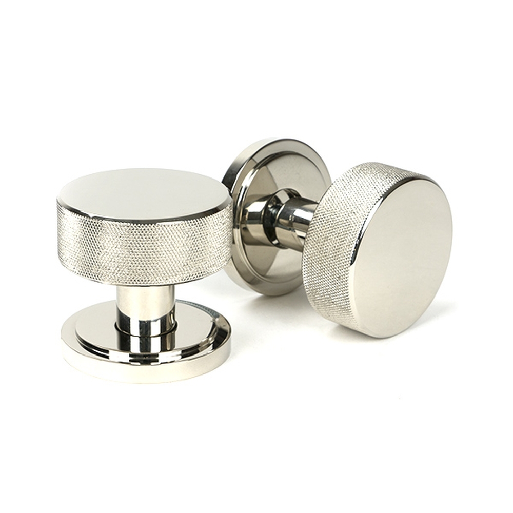 46783 • 63mm • Polished Nickel • From The Anvil Brompton Mortice Knobs On Art Deco Roses